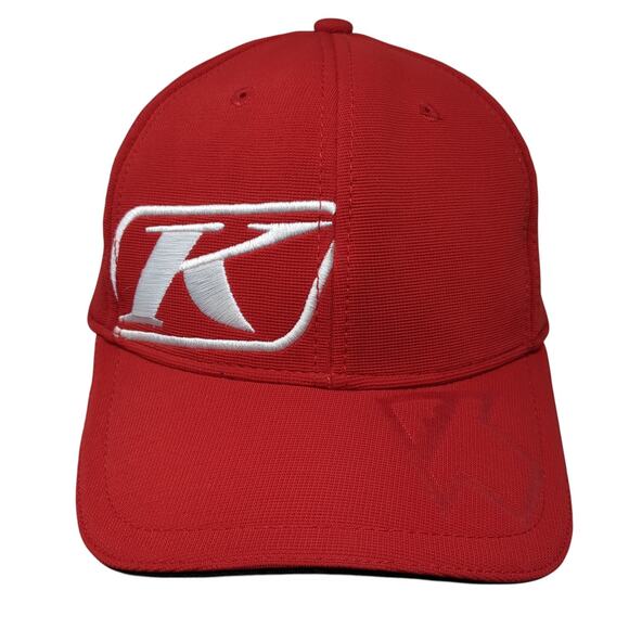 Klim Fitted Baseball Cap Red One Size Embroidered Lightweight Vented Holes - Picture 1 of 9